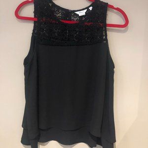 Black sleeveless top with lace